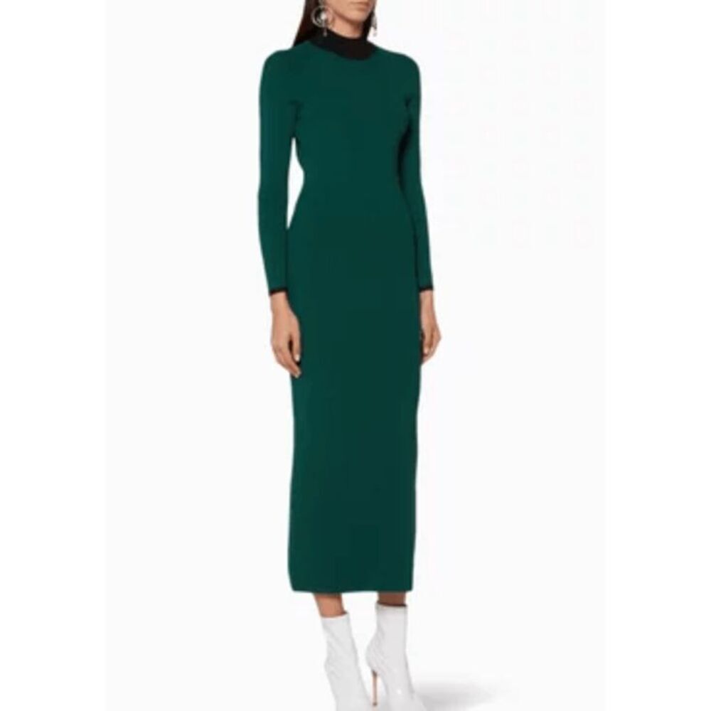 NWOT Staud Jade Avenue Open-Back Ribbed Knit High Neck Long Sleeve Maxi  Dress S